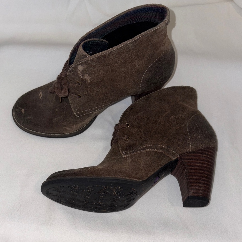 Indigo Brown Suede Lace-Up Ankle Booties